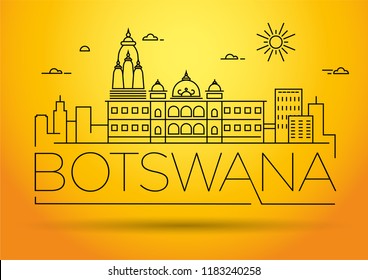 Minimal Botswana City Linear Skyline with Typographic Design