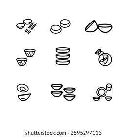 Minimal Bowls Icon Set Vector Illustration.
