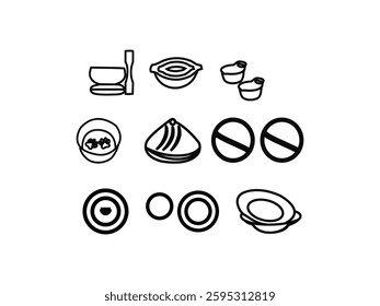 Minimal Bowls Icon Set Vector Illustration.