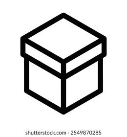 Icono de caja mínima que simboliza el almacenamiento o el embalaje. Trazo editable.