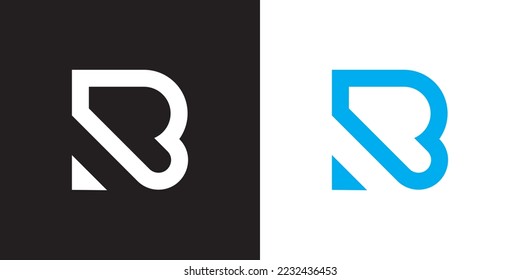 Minimal BR logo. Icon of a RB letter on a luxury background. Logo idea based on the BR monogram initials. Professional variety letter symbol and RB logo on black and blue background.