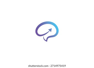 Minimal Brain with Arrow Logo on White Background