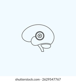 Icono mínimo del cerebro para el logotipo moderno de la tecnología