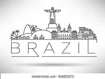 Minimal Brazil Linear Skyline with Typographic Design