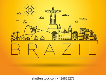 Minimal Brazil Linear Skyline with Typographic Design