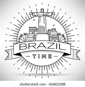 Minimal Brazil Linear Skyline with Typographic Design