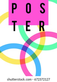 Minimal bright poster and cover design in colorful modern style with abstract elements. Template layout vector for flyer, banner, placard, place your text