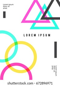 Minimal bright poster and cover design in colorful modern style with abstract elements. Template layout vector for flyer, banner, placard, place your text