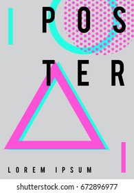 Minimal bright poster and cover design in colorful modern style with abstract elements. Template layout vector for flyer, banner, placard, place your text