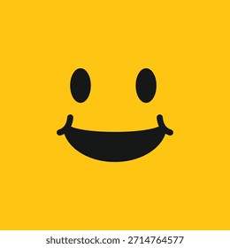 A minimal, bright yellow background with a bold black smiley face icon. Perfect for expressing happiness, joy, positive customer feedback, satisfaction, and good mood concepts
