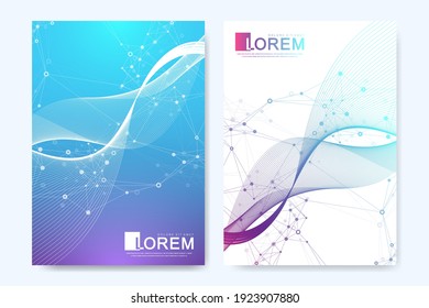 Minimal brochure or banners with abstract molecules design. Medical background for banner or flyer. Vector illustration