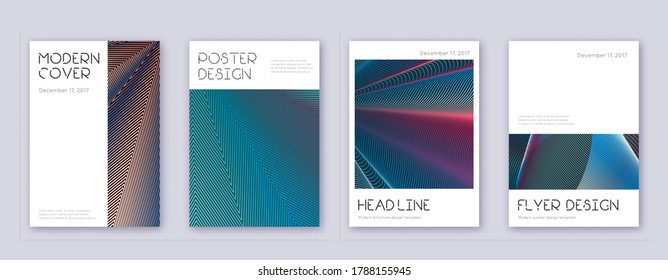 Minimal brochure design template set. Red abstract lines on white blue background. Artistic brochure design. Great catalog, poster, book template etc.