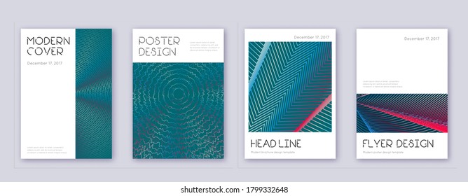Minimal brochure design template set. Red abstract lines on white blue background. Artistic brochure design. Grand catalog, poster, book template etc.