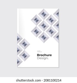 Minimal brochure, leaflet, cover template in vintage style. Geometric arabic style square pattern shapes on white background. Vector art