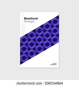 Folleto mínimo, folleto, plantilla de portada en diseño de estilo retro. Cifras geométricas violetas brillantes sobre fondo blanco. A4. Arte vectorial