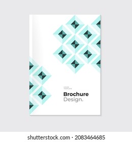 Minimal brochure, leaflet, cover template in vintage style. Geometric arabic style square pattern shapes on white background. Vector art. Eps10