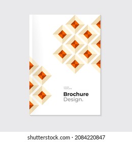 Minimal brochure, leaflet, cover template in vintage style. Geometric arabic style square pattern shapes on white background. Vector art. Eps10. Blank design