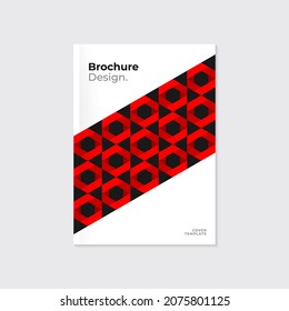 Minimal brochure, leaflet template in retro style design. Bright red and black geometric figures on white background.