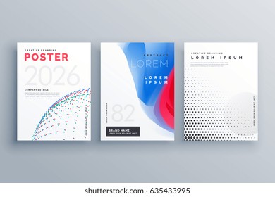 minimal brochure template creative cover design in size A4 made with dots, halftone and abstract shapes color