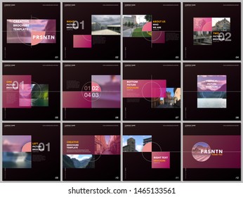 Minimal brochure template with trendy fresh colorful geometric design. Covers design templates for square flyer, leaflet, brochure, presentation, magazine, blog, social media advertising, online promo