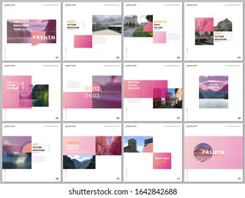 Minimal brochure template with trendy fresh colorful geometric design. Covers design templates for square flyer, leaflet, brochure, presentation, magazine, blog, social media advertising, online promo