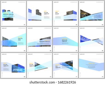 Minimal brochure template with trendy fresh colorful geometric design. Covers design templates for square flyer, leaflet, brochure, presentation, magazine, blog, social media advertising, online promo