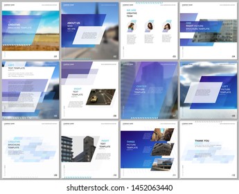Minimal brochure template with unique fresh colorful geometric design. Covers design templates for square flyer, leaflet, brochure, presentation, magazine, blog, social media advertising, online promo