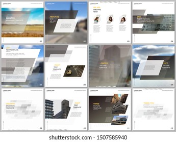 Minimal brochure template with unique fresh colorful geometric design. Covers design templates for square flyer, leaflet, brochure, presentation, magazine, blog, social media advertising, online promo