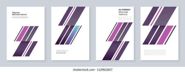 Minimal brochure templates. Abstract background with dynamic diagonal form shapes in minimalistic style. Templates for flyer, leaflet, brochure, report, presentation, advertising.
