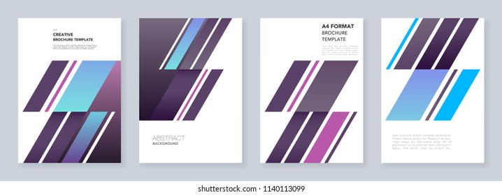 Minimal brochure templates. Abstract background with dynamic diagonal form shapes in minimalistic style. Templates for flyer, leaflet, brochure, report, presentation, advertising.