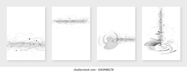 Minimal brochure templates. Abstract digital texture on white. Technology sci-fi or medical concept, abstract vector design. Templates for flyer, leaflet, brochure, report, presentation, advertising