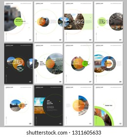 Minimal brochure templates with circle elements on white background. Templates for flyer, leaflet, brochure, report, presentation, advertising.