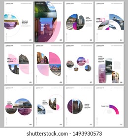 Minimal brochure templates with circles, colorful round elements on white background. Covers design templates for flyer, leaflet, brochure, report, presentation, advertising, magazine.
