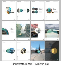 Minimal brochure templates with circles, round elements on white background. Covers design templates for flyer, leaflet, brochure, report, presentation, advertising, magazine.