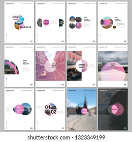 Minimal brochure templates with circles, round elements on white background. Covers design templates for flyer, leaflet, brochure, report, presentation, advertising, magazine