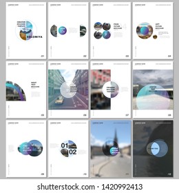 Minimal brochure templates with circles, round elements on white background. Covers design templates for flyer, leaflet, brochure, report, presentation, advertising, magazine.
