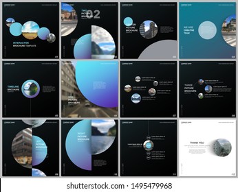 Minimal brochure templates colorful circles, round shapes. Covers design templates for square flyer, brochure, presentation, social media advertising, online seminar, digital education.