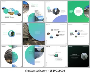 Minimal brochure templates colorful circles, round shapes. Covers design templates for square flyer, brochure, presentation, social media advertising, online seminar, digital education.