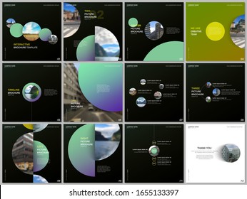 Minimal brochure templates colorful circles, round shapes. Covers design templates for square flyer, brochure, presentation, social media advertising, online seminar, digital education.