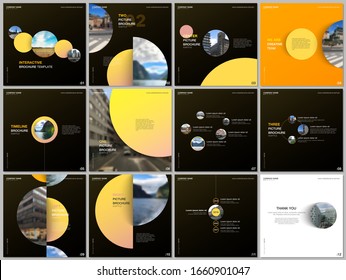 Minimal brochure templates colorful circles, round shapes. Covers design templates for square flyer, brochure, presentation, social media advertising, online seminar, digital education.