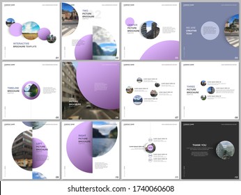 Minimal brochure templates colorful circles, round shapes. Covers design templates for square flyer, brochure, presentation, social media advertising, online seminar, digital education.