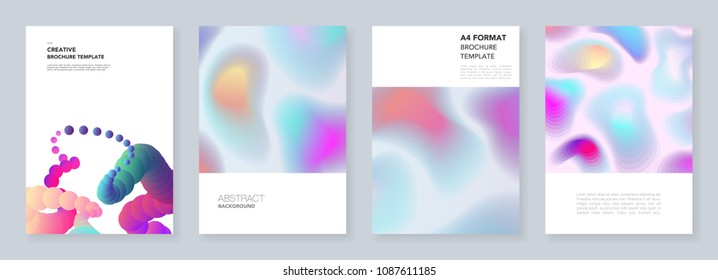Minimal brochure templates with colorful dynamic fluid shapes in minimalistic style. Templates for flyer, leaflet, brochure, report, presentation, advertising. Minimal concept, vector illustration