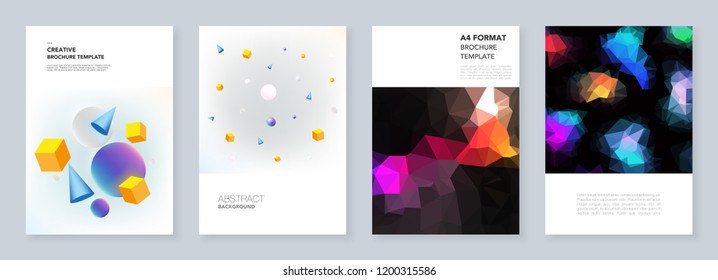 Minimal brochure templates. Templates for flyer, leaflet, brochure, report, presentation, advertising. Vibrant geometric abstract backgrounds with simple shapes in hipster style.