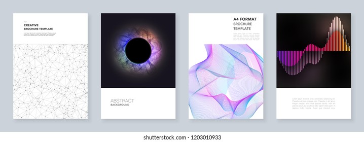 Minimal brochure templates. Templates for flyer, leaflet, brochure, report, presentation, advertising. Vibrant geometric abstract backgrounds with simple shapes in hipster style.