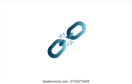 Minimal broken chain link icon symbolising freedom, independence, and breaking barriers.