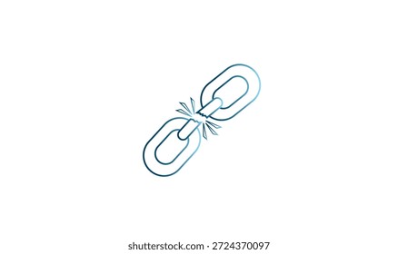 Minimal broken chain link icon symbolizing freedom, independence, and breaking barriers.