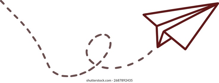 Minimal brown paper airplane vector with a dotted flight path, symbolizing creativity, travel, and communication. Perfect for business, education, freedom, and startup design concepts.
