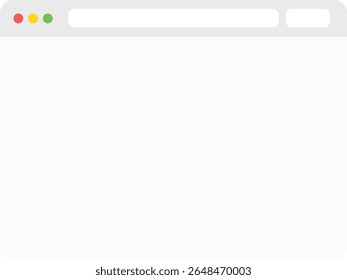Ilustração mínima da janela do navegador com um espaço vazio para conteúdo ou barra de pesquisa. Ideal para apresentações, modelos de produtos, design de interface do usuário ou visuais relacionados à Web.