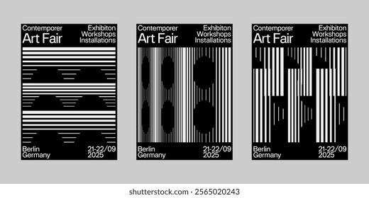 Minimal brutalism Poster Set, Cover Collection Template. Print Template for Flyer and Brochure. Streetwear Brutalism Poster Bundle. Event Template Vector.