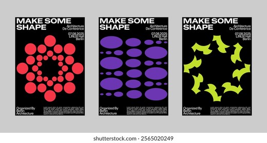 Minimal brutalism Poster Set, Cover Collection Template. Print Template for Flyer and Brochure. Streetwear Brutalism Poster Bundle. Event Template Vector.